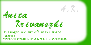 anita krivanszki business card